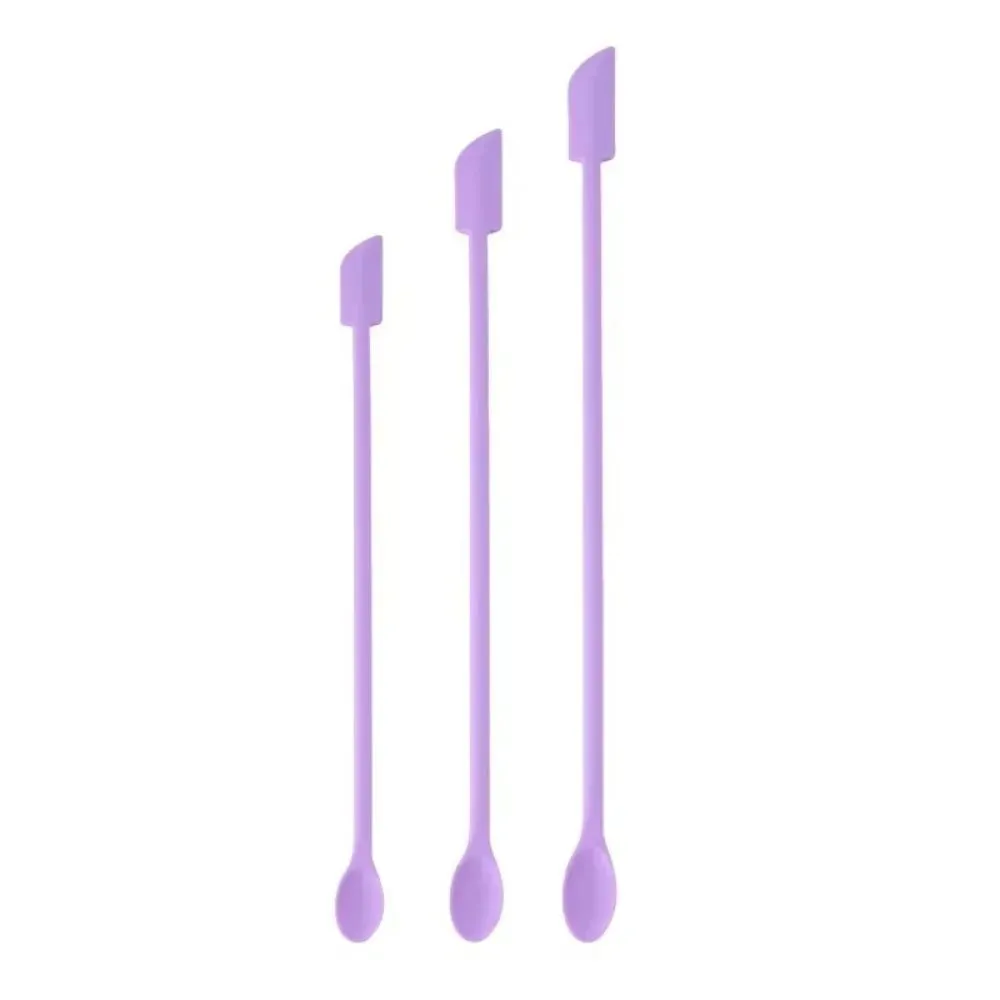 3pcs Portable Mini Silicone Scraper Double-head Lengthened Face Mask Brush Soft Jam Scraping Spoons Makeup Brushes Set — image 5