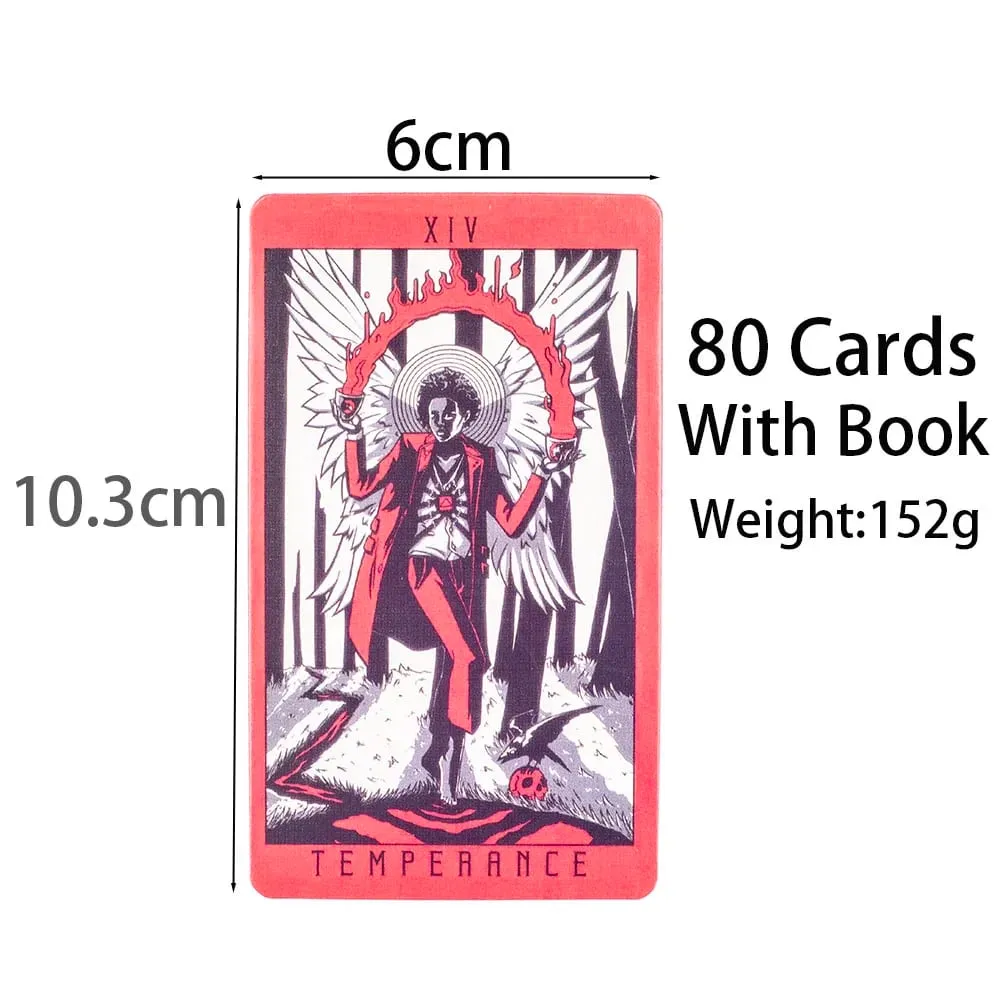 Lost Hollow Tarot 80-Card Game Set with Guidebook - Red Gilded Edges Perfect for Family Parties Compact Size 10.3x6cm