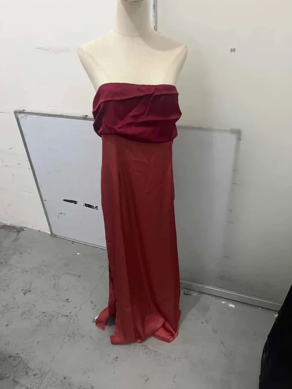 Color Blocking Scarf Collar Suspender Women Maxi Dress Spaghetti Strap High Split Floor Length Evening Dresses Lady Party Robes — image 12