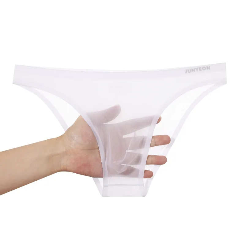 Seamless Quick Drying Men Briefs Underwear Solid Color Ice Silk Ultra-thin Underpants Sexy Breathable 3D Pouch Panties Undies