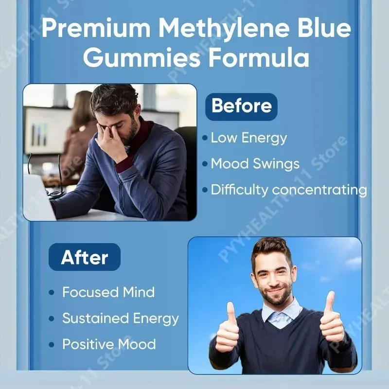 Methylene Blue Compound Gummies 5mg 30/60 Ct Blueberry Flavor for Sustained Energy Mental Clarity & Mood Cellular Support — image 4