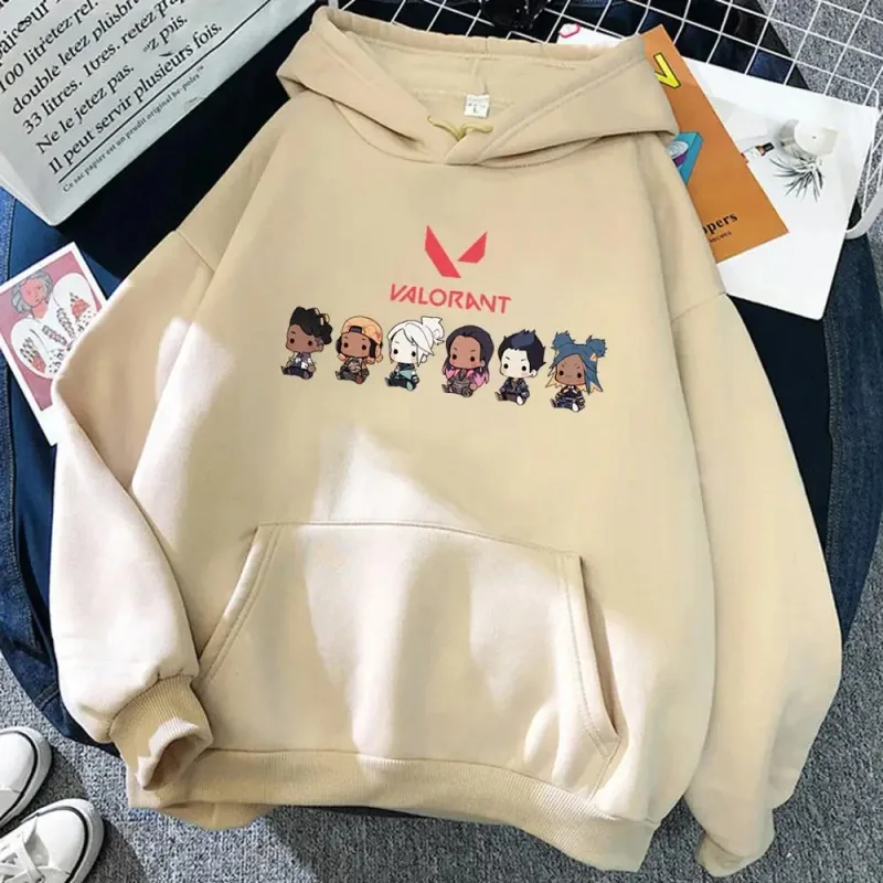Valorant Anime 2D Print Men's Cotton Hoodie Casual Oversized Pullover Popular Streetwear Fashion Sweatshirt Trend Men Clothing — image 4