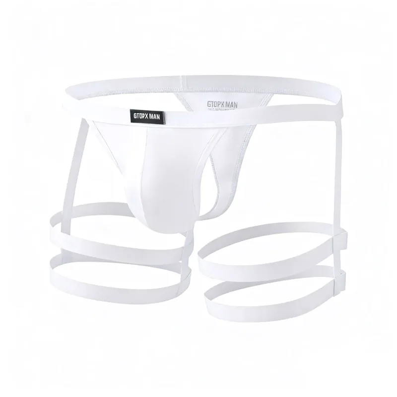 Mens breathable elastic thong briefs suspender low rise with U convex pouch design suitable for spring summer autumn winter — image 2