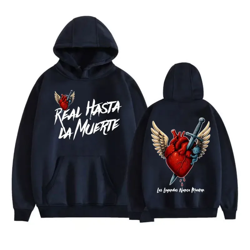 Anuel AA Rhlm 2 Real Hasta La Muerte Heart Hoodies Men Women Fashion Retro Bodywarmer Sweatshirts Casual Fleece Oversized Hoodie — image 3
