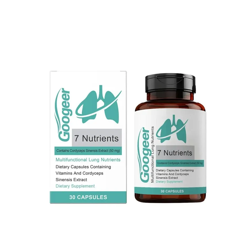 Googeer 7 Nutrients Lung Nutrition Capsules with Cordyceps Sinensis Extract &Vitamins Daily Respiratory Wellness Supplement 30Ct