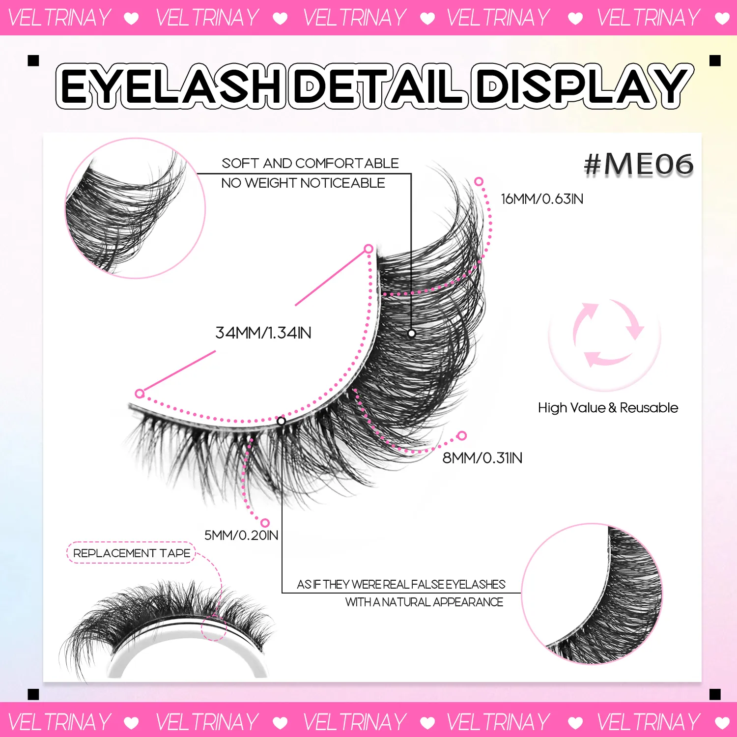 NO Glue Strips Lashes Natural Half Lashes Clear Band Short False Eyelashes Replaceable Eyelash Strips Eye Makeup