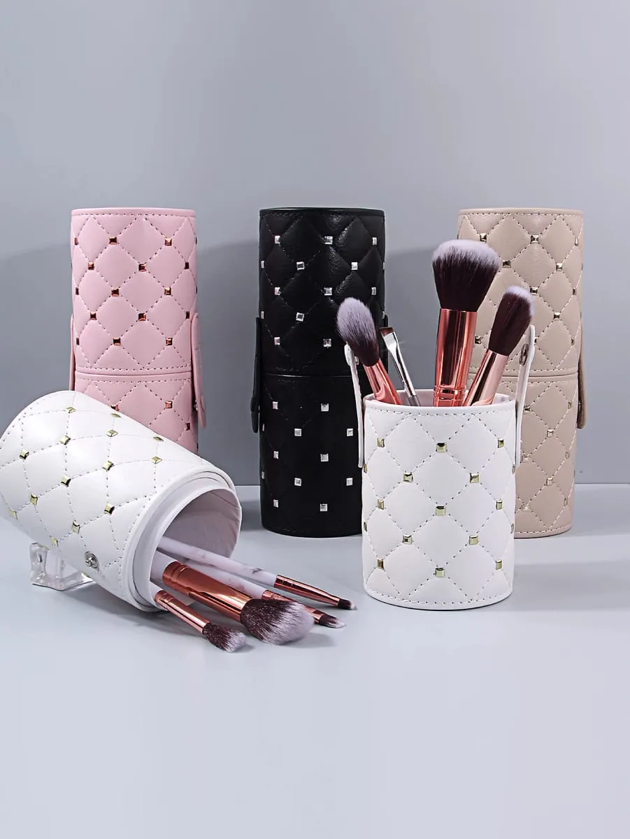 Rivet Cosmetic Storage Bags Waterproof Makeup Brushes Case Women Bag Portable Travel Brush Holder Pen Case Box — image 2