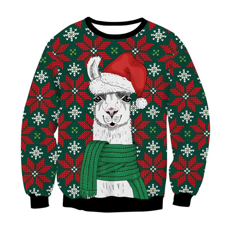 Festival Christmas Pattern Sweatshirts For Men Humping Reindeer 3D Printed Pullover Holiday Party O-Neck Hoodies Long Sleeves — image 14