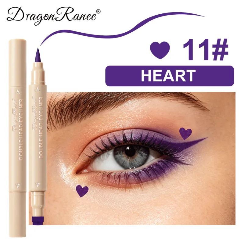 Eyeliner 2 w 1 z podwójną końcówką szybkoschnący wodoodporny i odporny na pot niełatwy do rozmazania kolorowy eyeliner do makijażu oczu
