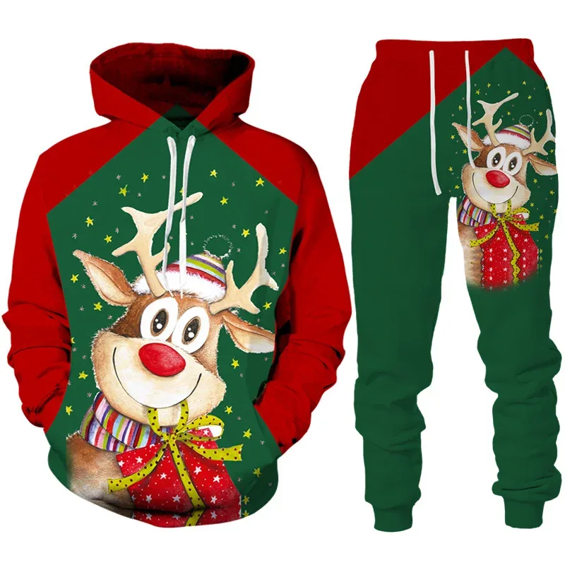 Fashion Funny Santa Claus 3D Print Tracksuit Set Man Woman Hoodie+Pants 2pcs Set Oversized Casual Christmas Party Couple Clothes — image 12
