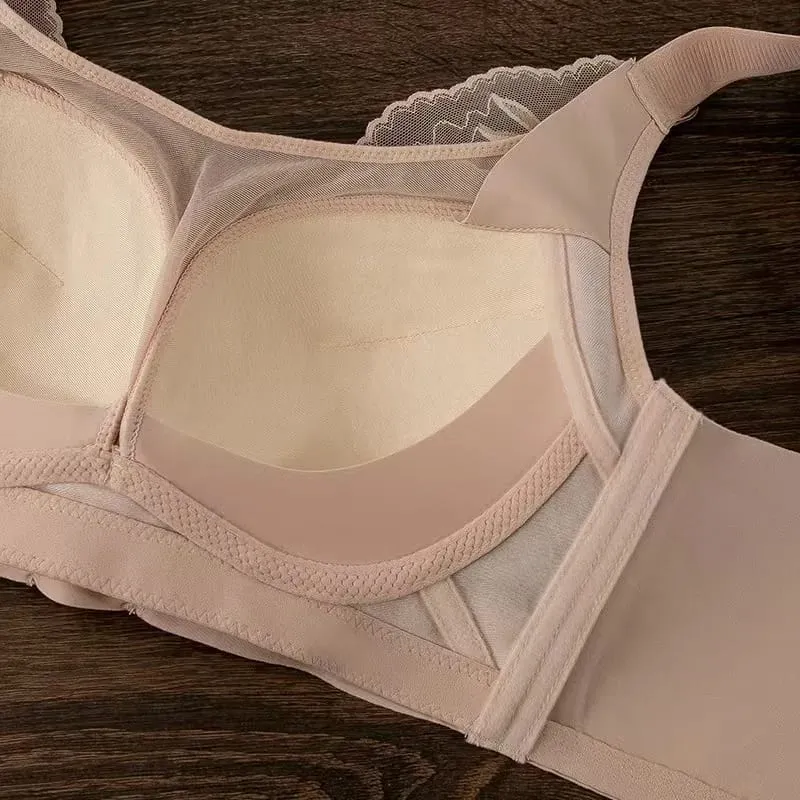Plus Size Thin CD Cup Push up Bra Sexy Lace Wire-Free Soft Support Anti-Sagging Adjustable Lingerie Bra for Women — image 6