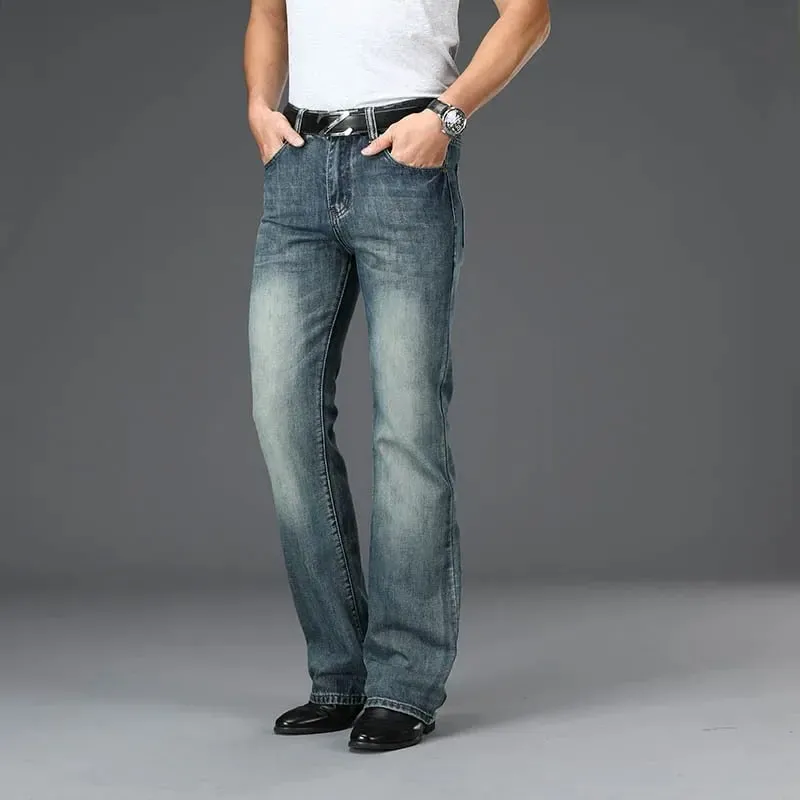 Denim Flared Jeans Men Boot Cut Denim Pants Comfortable Slightly Slim Classic Loose Casual Blue Black Trousers For Male Bootcut — image 4