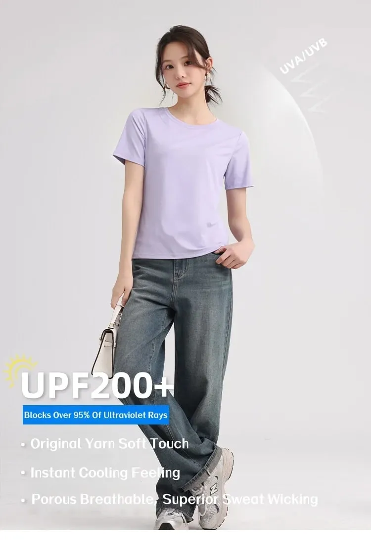 Outdoor Lightweight Quick-Dry Sports Shirt: Summer Cooling Quick-Dry T-Shir Women Round-Neck Loose-Fit Short Sleeve Sports — image 9