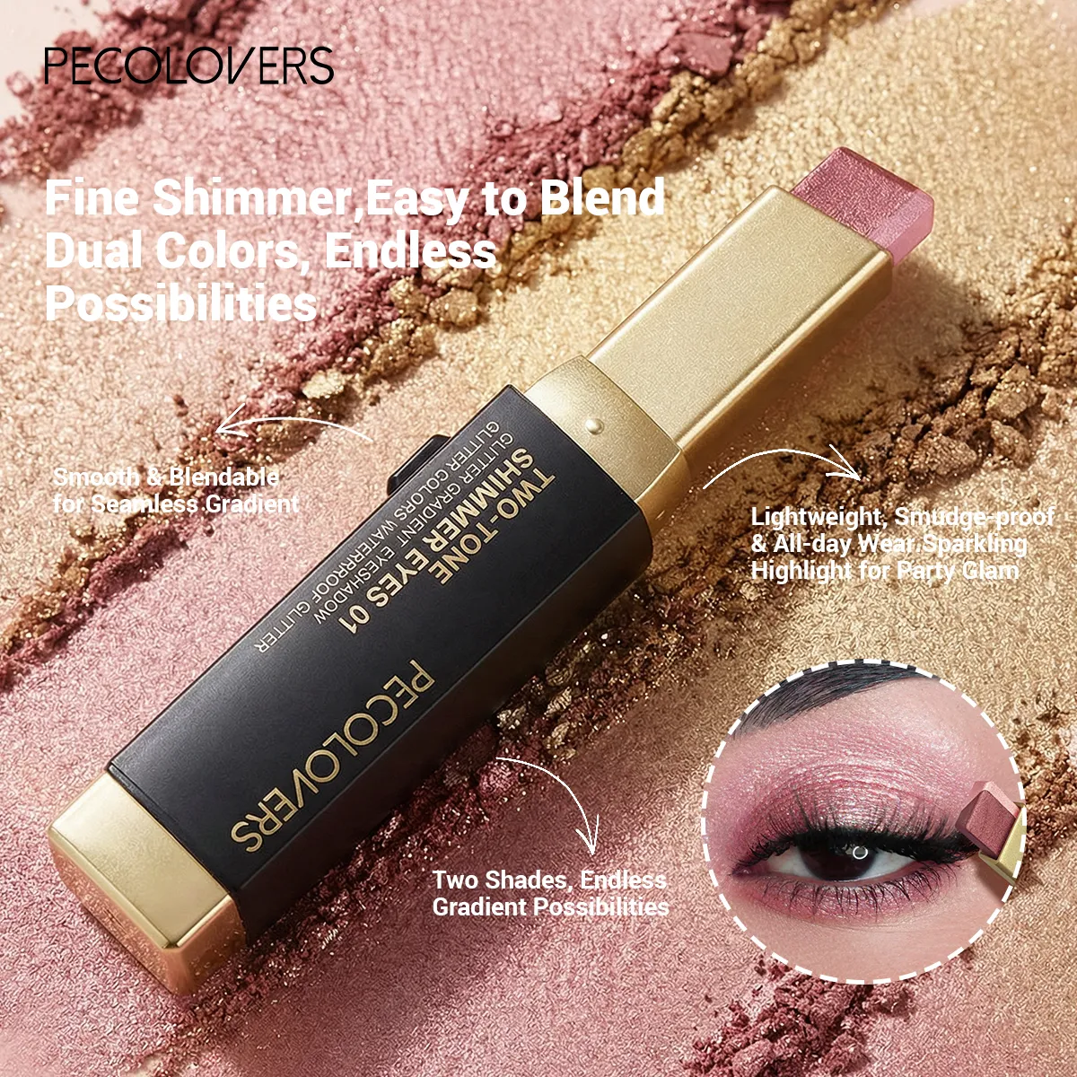 1Pc Dual-Color Eyeshadow Stick Blendable Eye Color For Daily Makeup Brown And Pink Cosmetic Eye Makeup Product — image 6