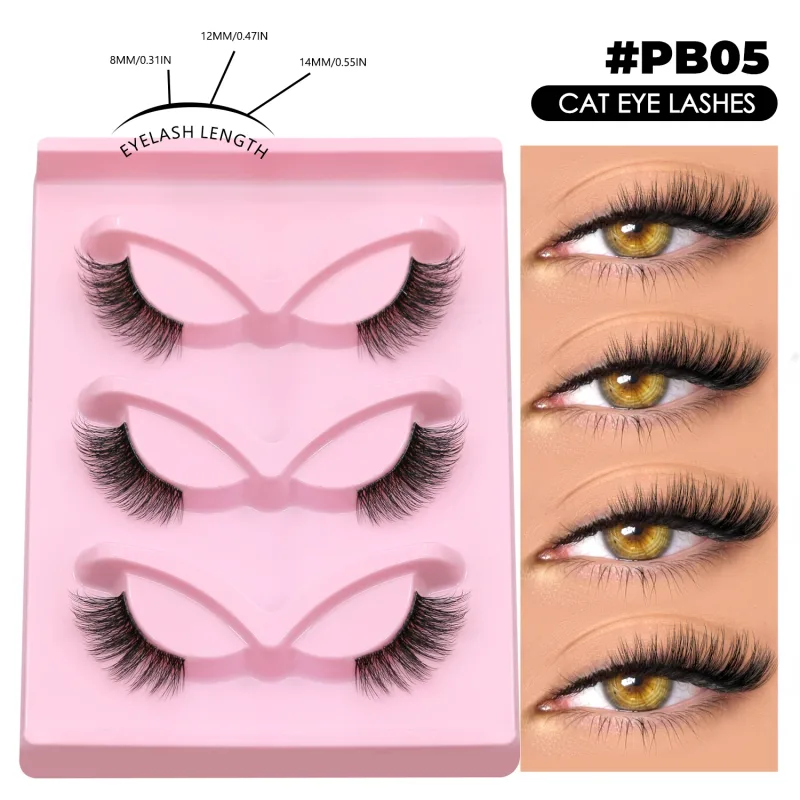 Medias pestañas, pestañas de ojo de gato, apariencia Natural, pestañas postizas tenues, pestañas postizas de imitación de visón, banda transparente, maquillaje de pestañas postizas naturales — image 11