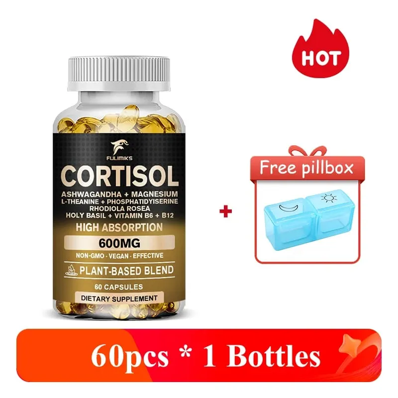 Pure Cortisol Supplement with Ashwagandha Magnesium Support Adrenal Health & Relief Stress Lower High Cortisol Levels