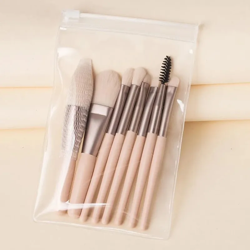 8-teiliges Make-up-Pinsel-Set in Reisegröße – weiches Haar, Rouge, Lidschatten, Konturpinsel, professionelle Beauty-Tools