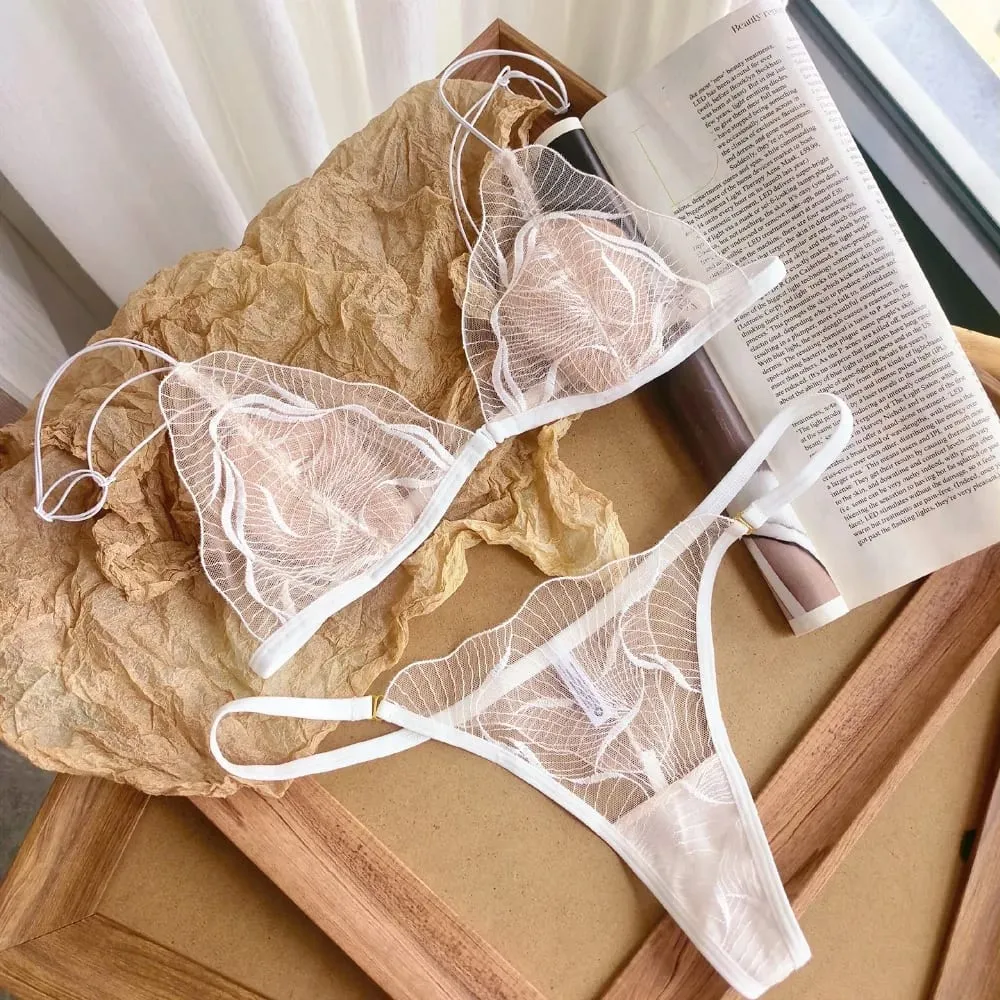 Summer French Front Closure Bra Set Women Ultra Thin Breathable Beauty Back Wireless Lingerie Briefs Soft Lightweight Intimates — image 3