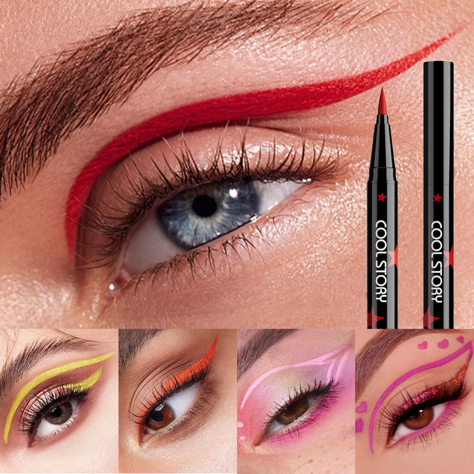 Red White Black Waterproof Eyeliner Pencil Untra-fine Liquid Eye Liner Pen Quick Dry Long Lasting Non Smudge Makeup Cosmetics — image 2