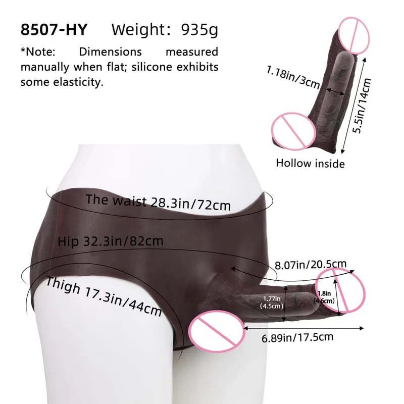 Strap-On Penis Sleeve Realistic Hollow Dildo Pants Silicone Male Dick Extender Lifelike Sex Toys For Men Adult Sexshop — image 20