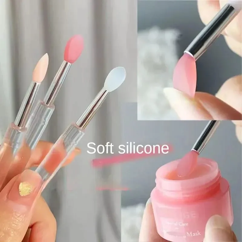 1/2/3/4pcs Portable Silicone Lip Brush With Cover Soft Multifunctional Lip Balm Applicator Lipstick Lipgloss Makeup Brushes — image 1