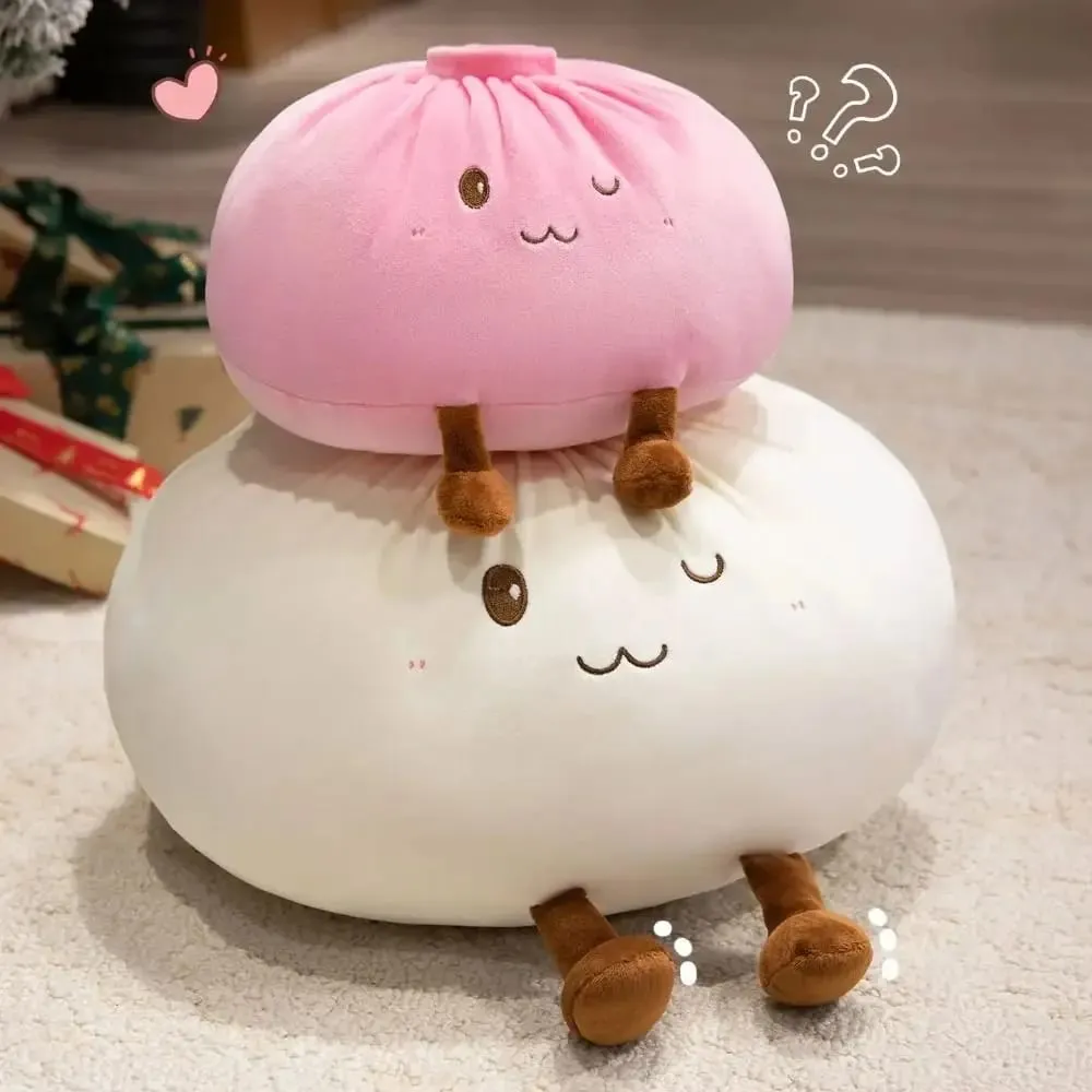 Super Soft Plush Material Steamed Bun Plush Pillow Fluffy Comfortable PP Cotton Filled Food Shaped Hug Pillow Stress Relief