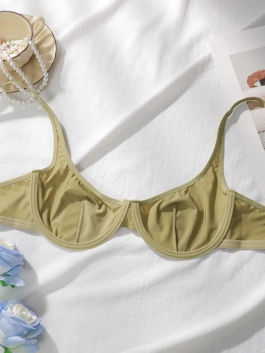 Kvinder satin blank bh Trussesæt bøjle tynd skål 2 stykker lingeri sæt justerbare stropper ensfarvet dagligt intimt undertøj — image 4