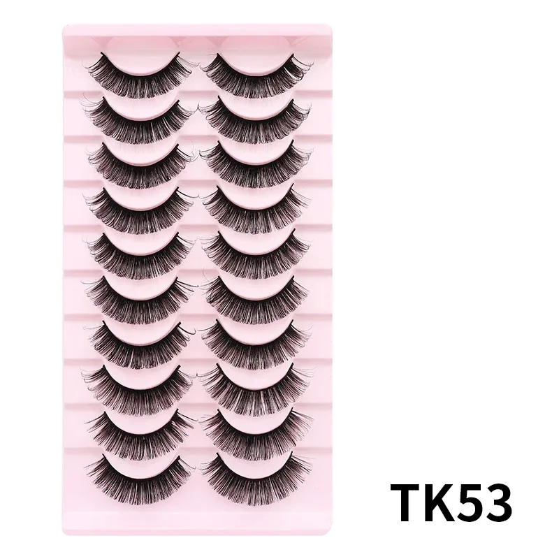 10 párů Russian DD Curl Bulk Fluffy Strip Lashes Přírodní měkké umělé řasy Opakovaně použitelné ručně vyrobené řasy pro každodenní a párty — image 35