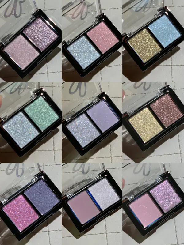Dual Eyeshadow Palette Matte Shimmer Glitter Eyeshadow Palette Portable Long Lasting Fine Flash Eye Makeup Cosmetic — image 1