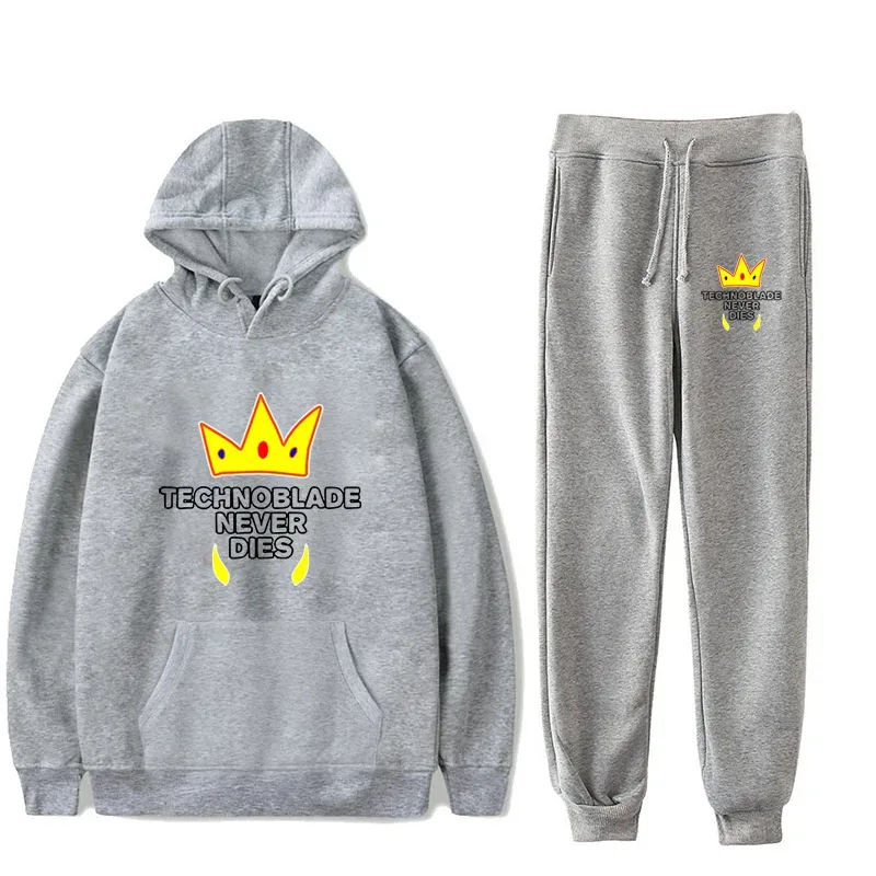 Harajuku Comfortable technoblade Print Sweatshirt Sweatpants Suit Men/Women Hoodies+ Trousers Suit Cute 2 Piece Set Clothes — image 21