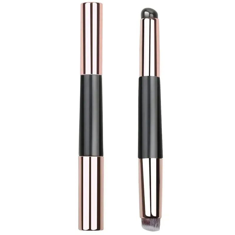2-in-1 Dual-End Silicone Lip Brush Concealer Brush with Cap Portable Round Head Multi-Function Lipstick Makeup Brush Beauty Tool