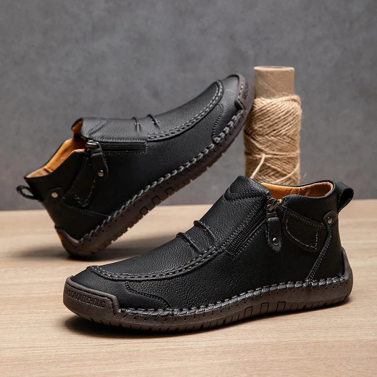 New Autumn Handmade Leather Men Boots Outdoor Design Sneakers Man Breathable Casual Leather Shoes Men Ankle Boots Fall Plus Size