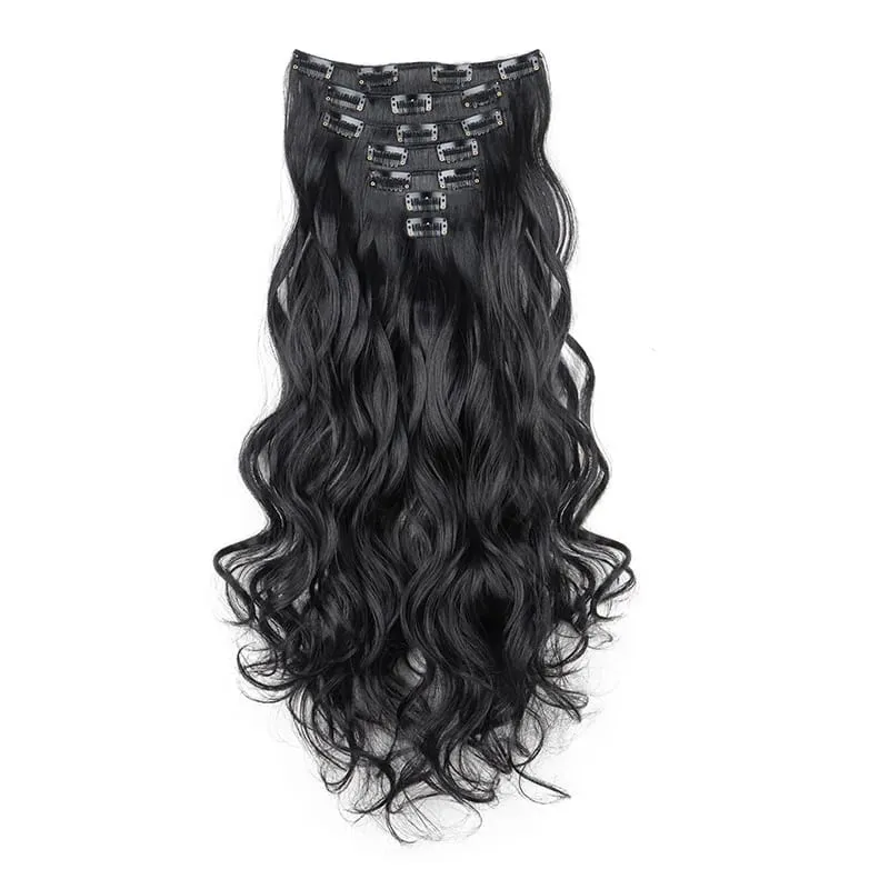 Long Straight Hairstyle 16 Clips 7 Pcs/Set Hair Extensions Natural Synthetic Blonde Black Hairpieces Heat Resistant For Women Kp — image 20
