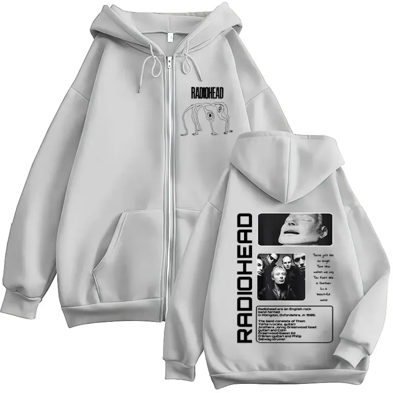 Rock Band Radiohead The Bends Zipper Hoodies Men's Fashion Hip Hop Vintage Zip Up Sweatshirts Jackets Coat Oversized Streetwear — image 6
