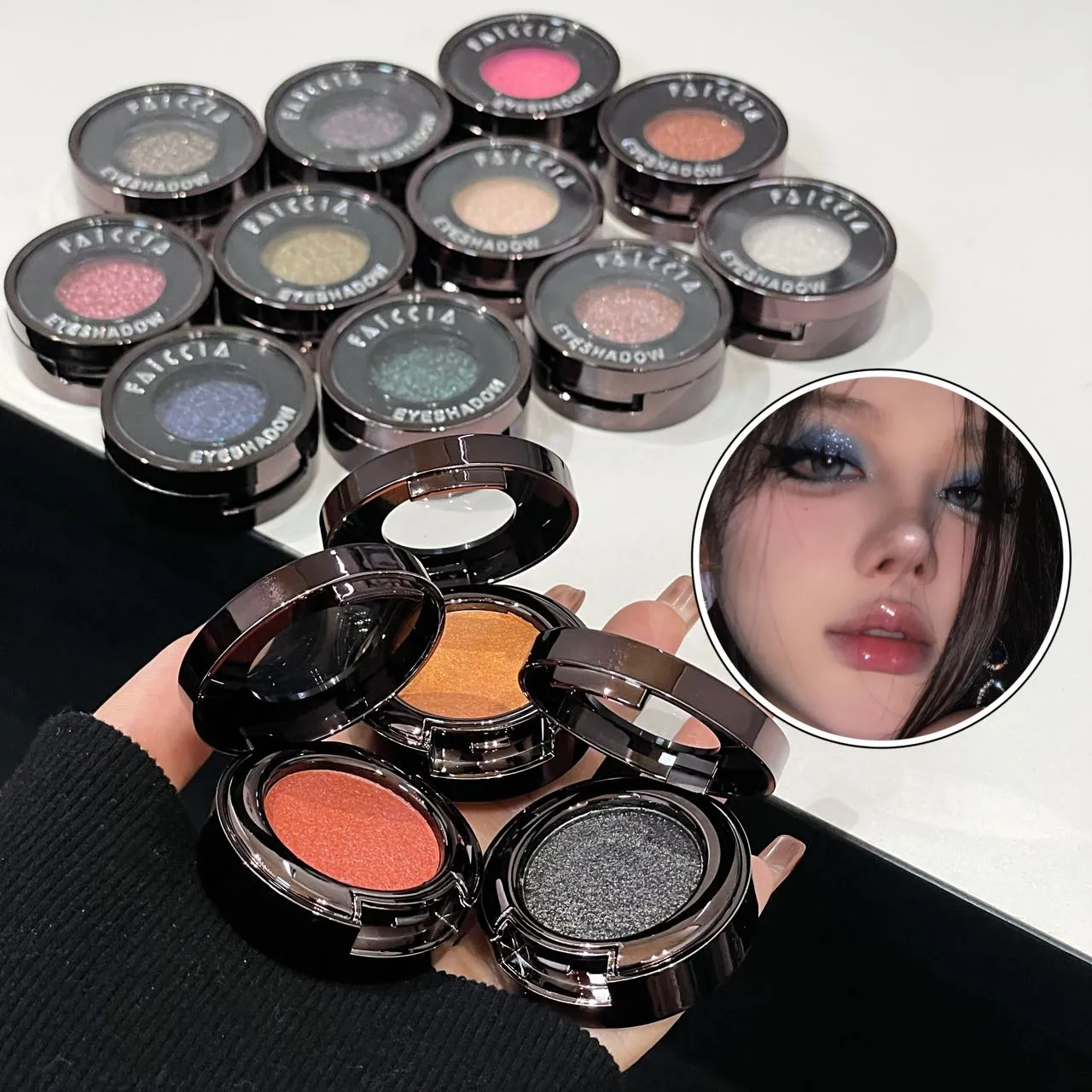 Metallic Glitter Black Blue Eyeshadow Purple Green Metallic Highlighter Eyeshadow Diamond Long Lasting Eye Makeup Women Cosmetic