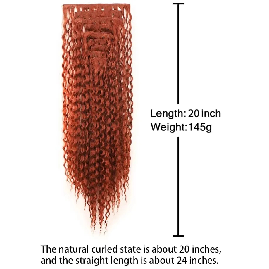 9pcs Clip in Hair Extensions 22 Inch Curly Wavy Hair Extension Loose Long Soft Synthetic Hairpieces for Women Daily Hairstyle — image 5