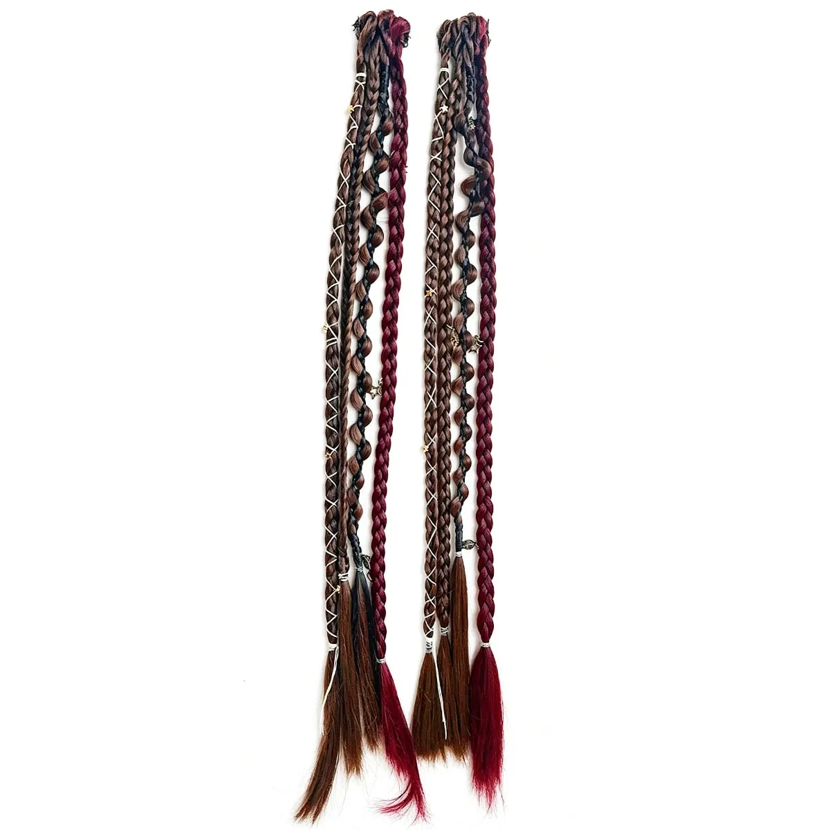 Box Braids Hair Extensions Pre-Braided Synthetic Colored Twist Braids with Hair Accessories for Women Hip Hop Punk Festival