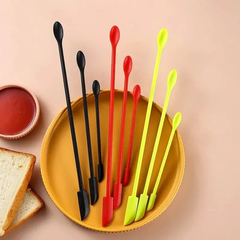 Cosmetic Bottle Silicone Mini Scraper 3-Piece Set Double-End Spatula for Baking Jam and Cream — image 3
