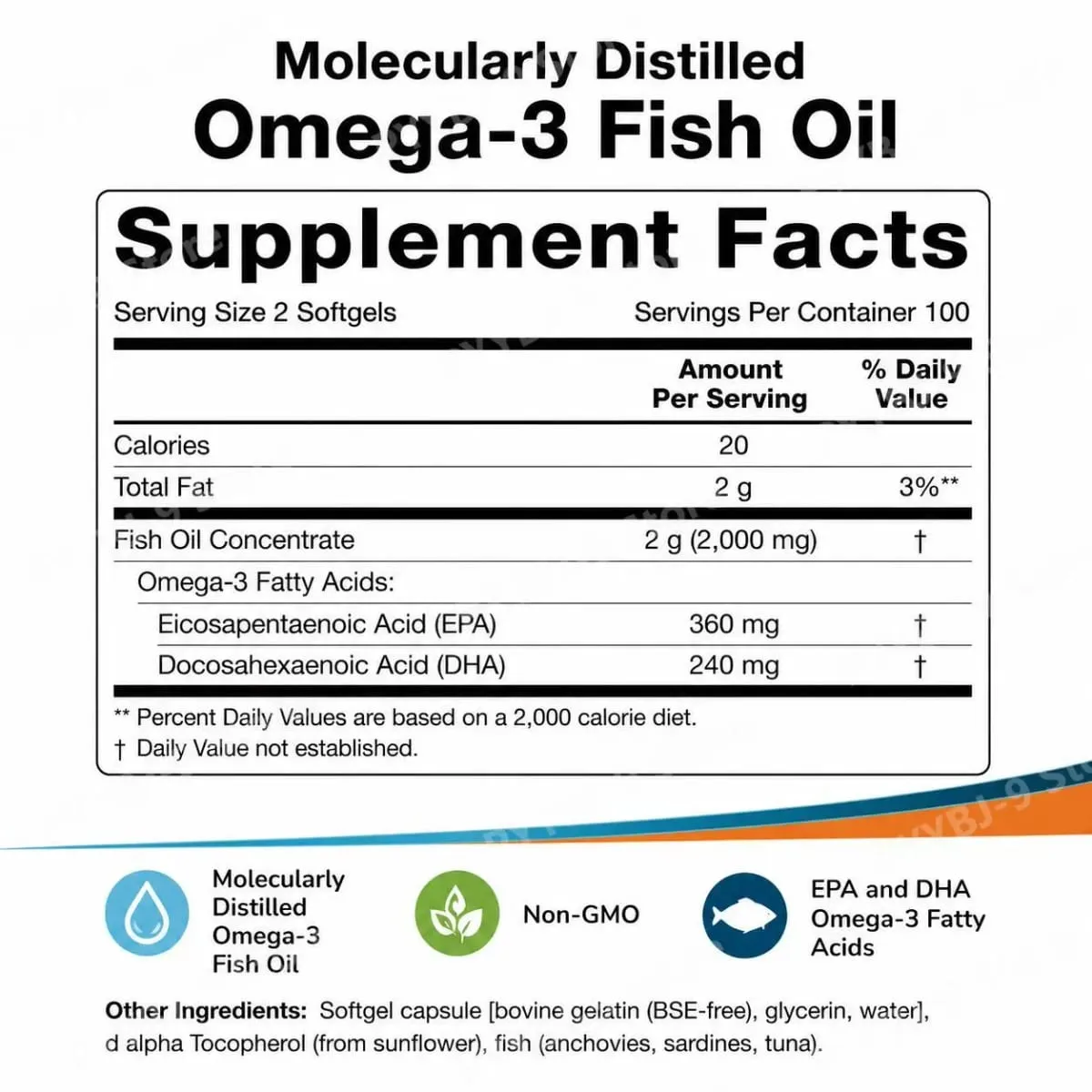 Omega 3 Fish Oil Softgels with EPA DHA Molecularly Distilled Heart Brain and Eye Health Support Easy to Swallow 200 Count — image 5