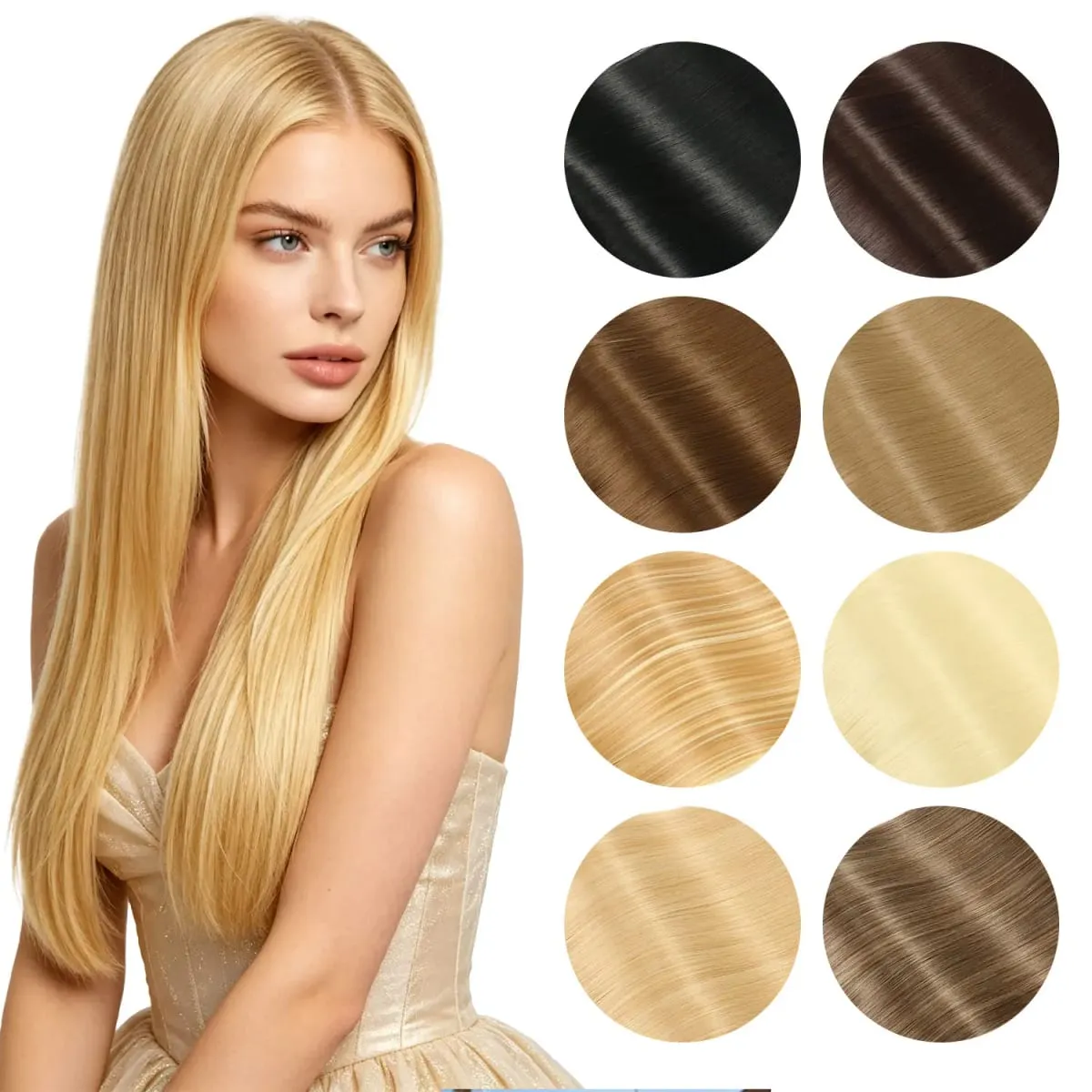 Synthetic 5 Clips in one piece hair extensions 22inch long straight clip in hair for women girls daily party holiday — image 6