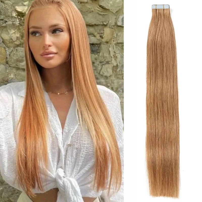 Tape in Hair Extensions Human Hair Silky Straight Tape ins Human Hair Extensions 20 Pcs/Pack Real Human Hair Tape in Extensions