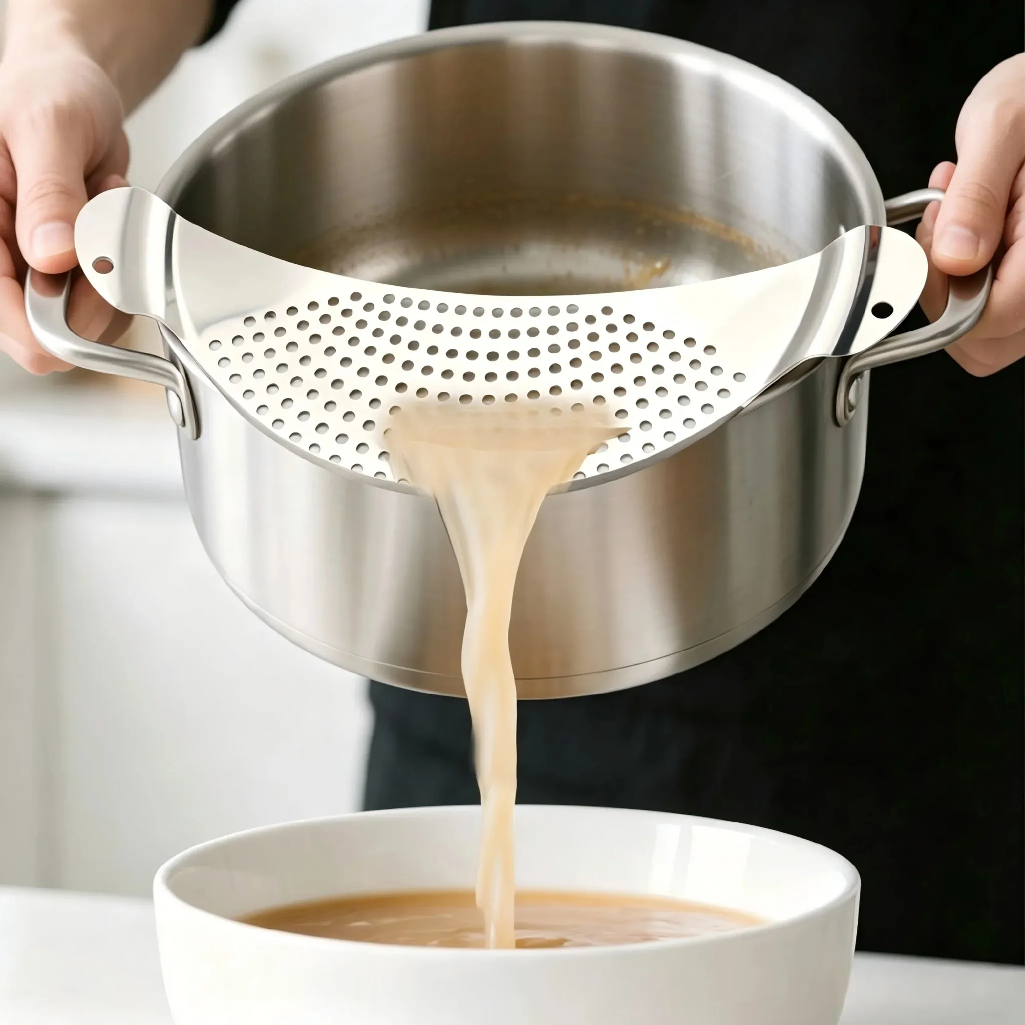 1/2Pcs Pot Strainer Set Stainless Steel Universal Fit Dishwasher Safe Colander for Fruit Veggie Pasta Home Kitchen Cooking — image 4