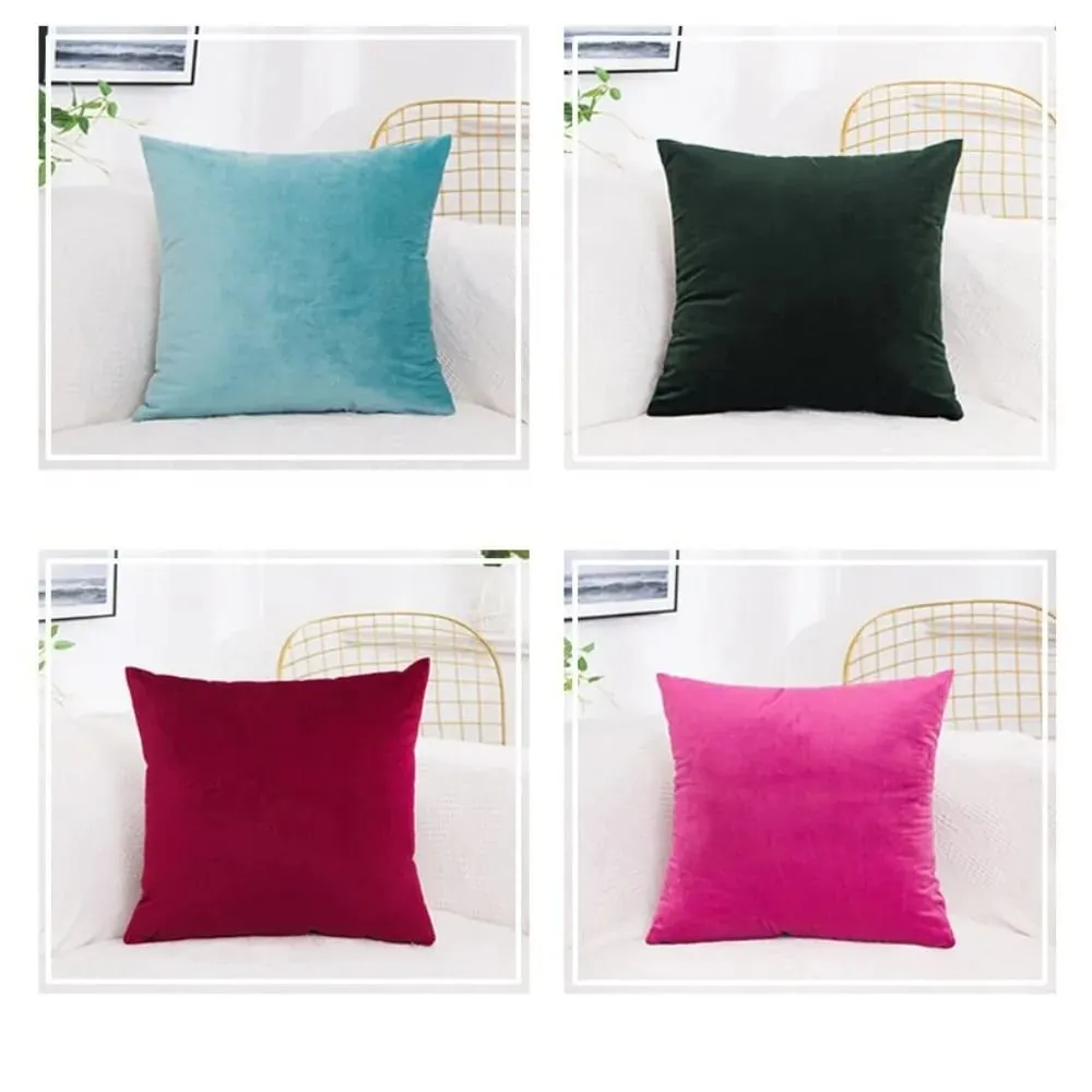 Solid Velvet Cushion Cover 30x50/45x45/50x50/55x55/60x60cm Decorative Throw Pillow Case for Home New Year — image 2