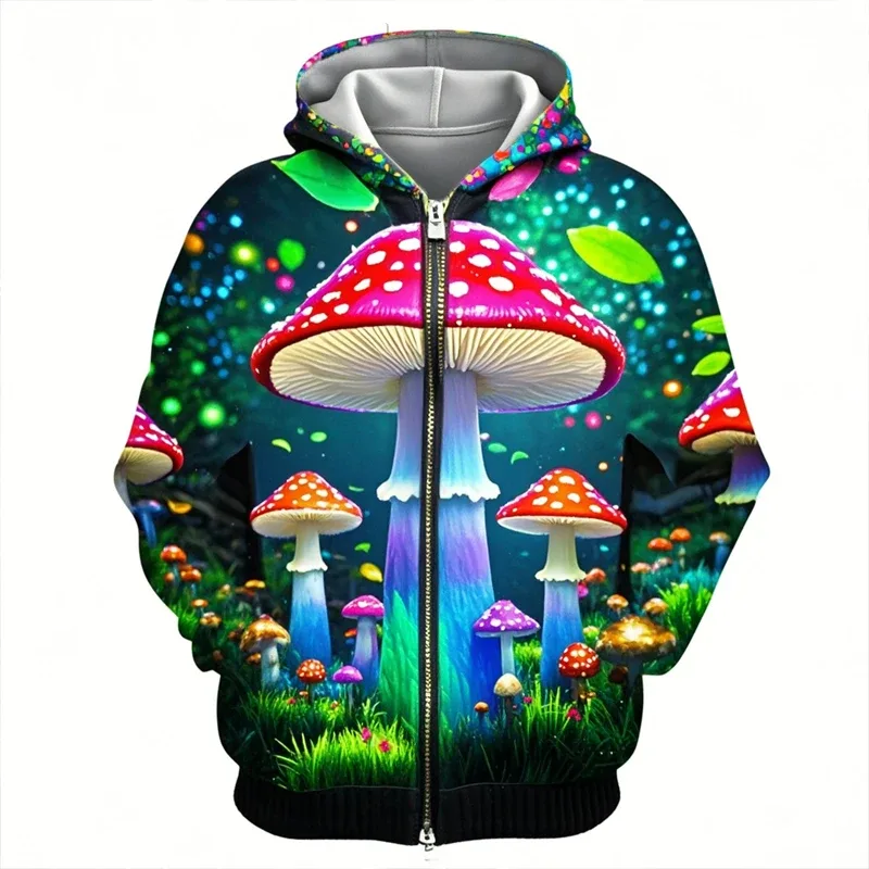 Mushroom 3D Print Zipper Hoodie Men Women Casual Fashion Hooded Sweatshirts Male Oversized Tracksuit Hoodies Man Coat Clothing — image 10