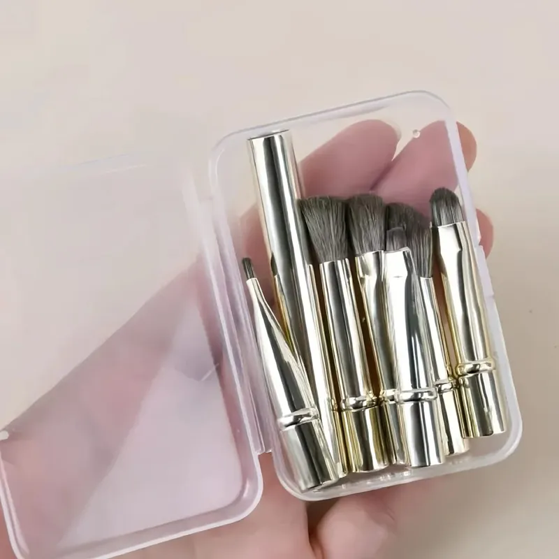 6-teiliges Mini-Reise-Make-up-Pinsel-Set mit abnehmbarem Aluminiumrohr, tragbarem Lidschattenpinsel und Aufbewahrungsbox — image 9