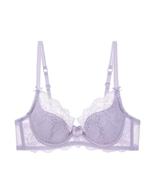 Purple French Lace Bra Embroidery Soft Underwire Minimizer Big Bust Lift Anti Sag Gathering Support Daily Lingerie 32-38 Bra Set — image 10