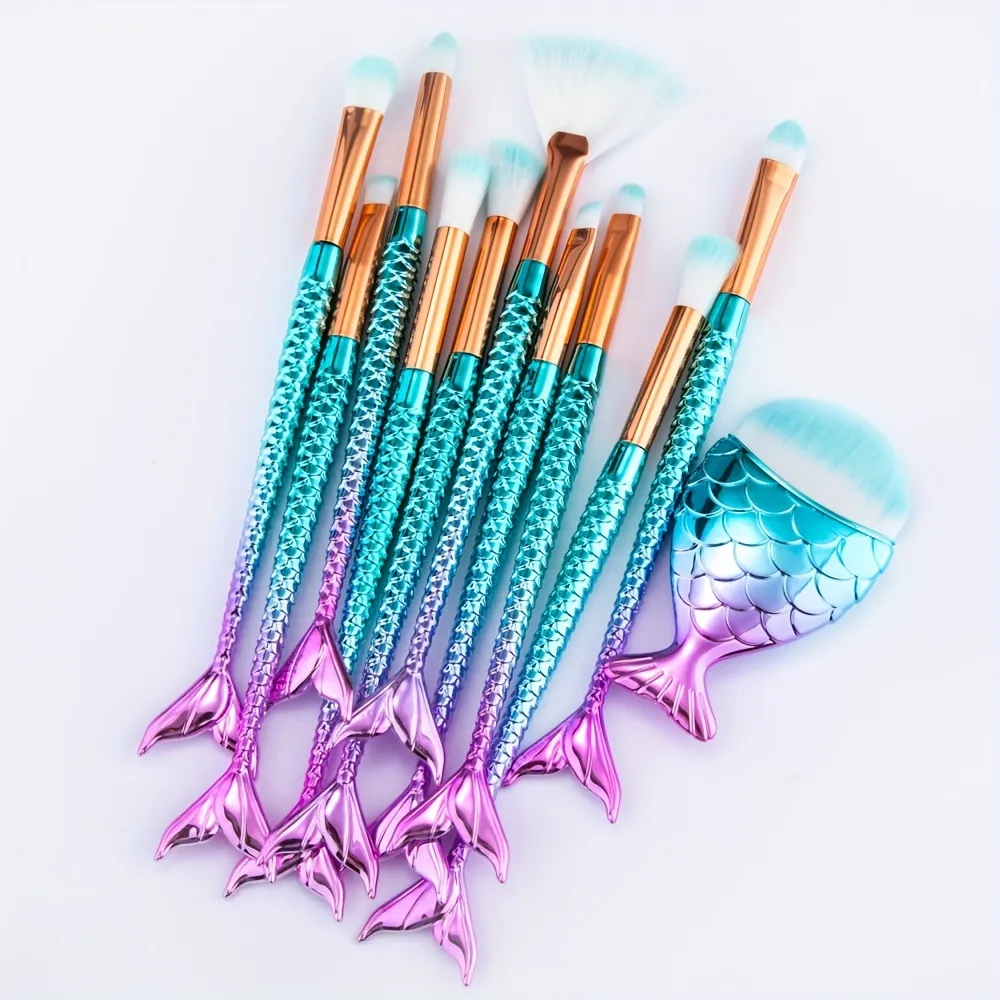 1/10Pcs Makeup Brushes Set -3D Mermaid Makeup Brush Eyeshadow Brushes Cosmetic Brushes Eyeshadow Eyeliner Blush Concealer — image 3