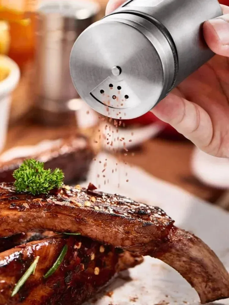 Stainless Steel Spice Shaker Seasoning Cans Rotate Camping Barbecue Jars Spice Storage Box Salt Sugar Pepper Storage Bottle — image 7