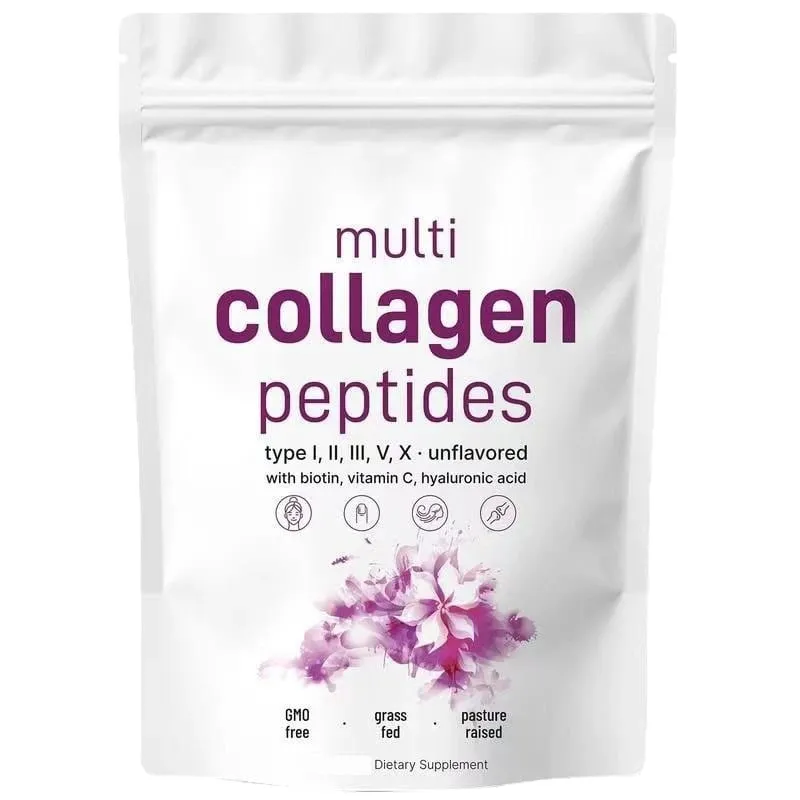 Multi Collagen Peptides Powder Type I II III V พร้อมไบโอตินวิตามินซีและกรดไฮยาลูโรนิกรองรับผิวผมเล็บสำหรับผู้ชายผู้หญิง