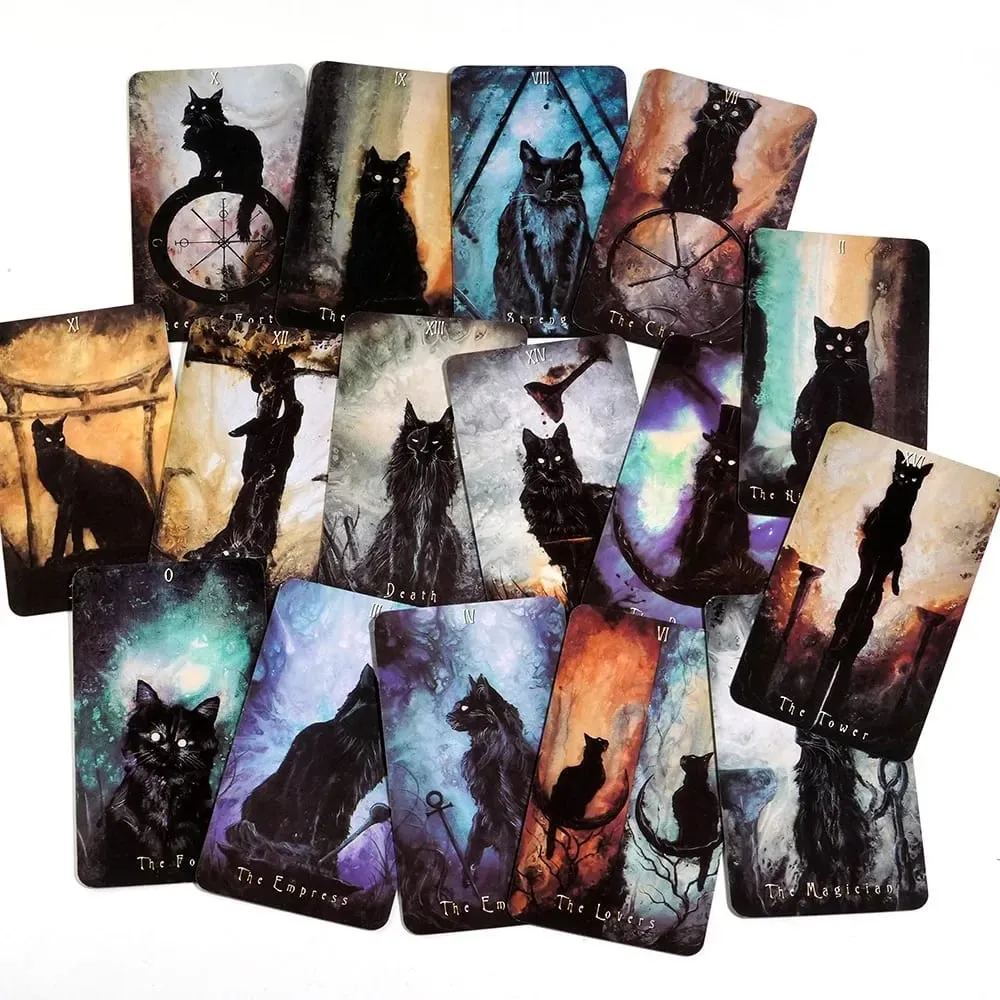 NOVINKA Roztomilé kočičí tarotové karty Deskové hry Oracle For Fate Divination Party rodinný tarotový balíček — image 2